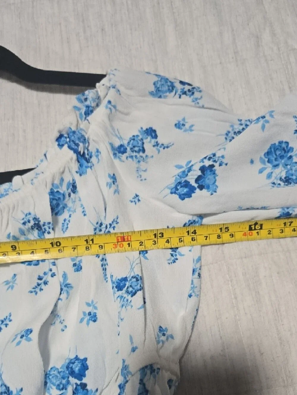 Zara White Blouse with Blue Floral Print